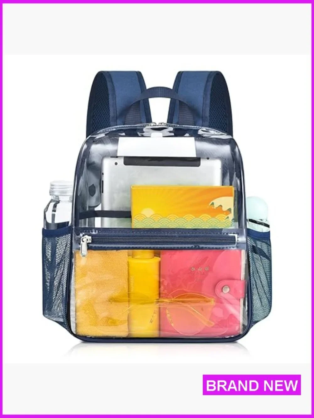 Stadium Approved Clear Backpack with Bottle Holders for Festival Concert Sports
